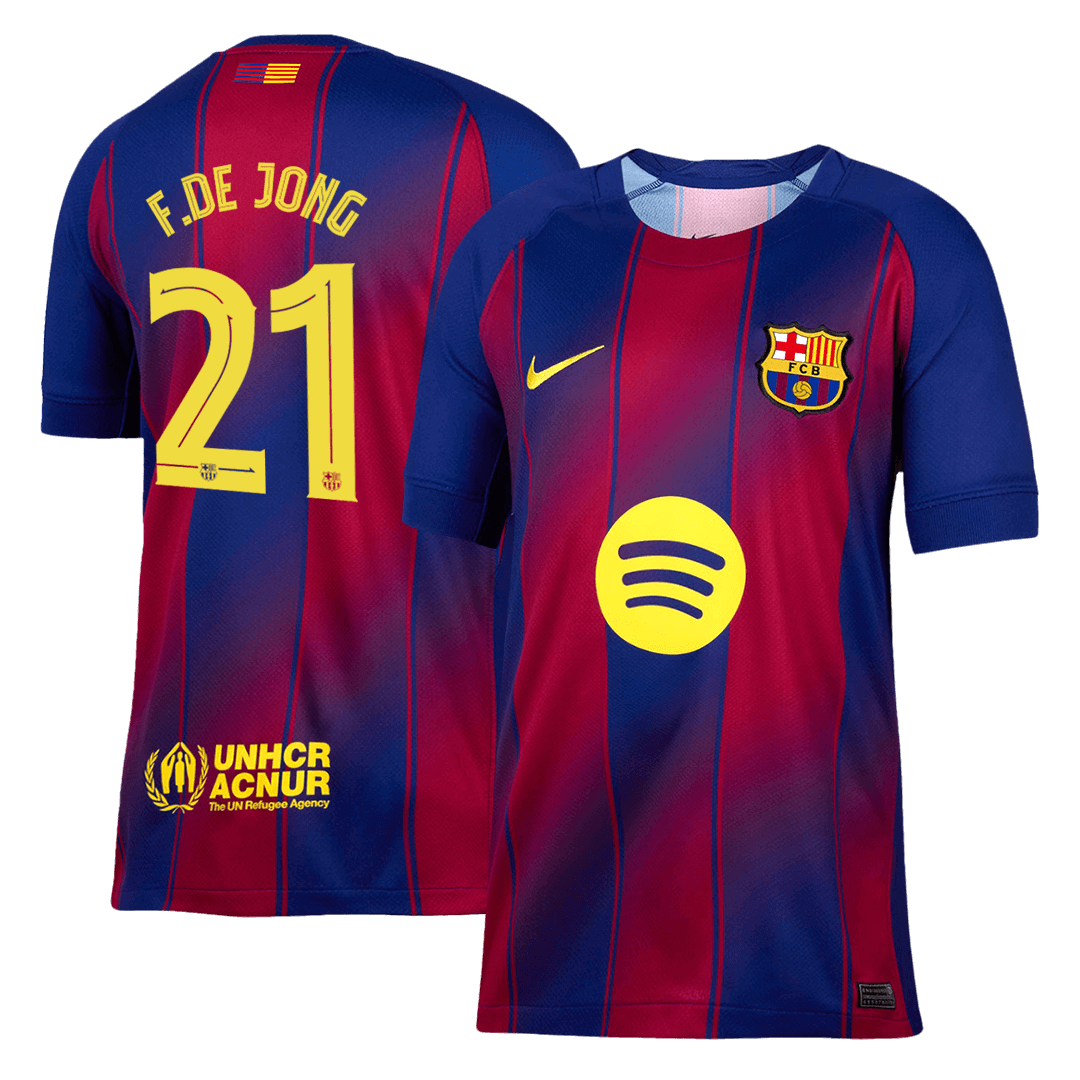 F.DE JONG #21 Barcelone MaisonFootball Maillot 2025/26 Rouge&Bleu- UCL