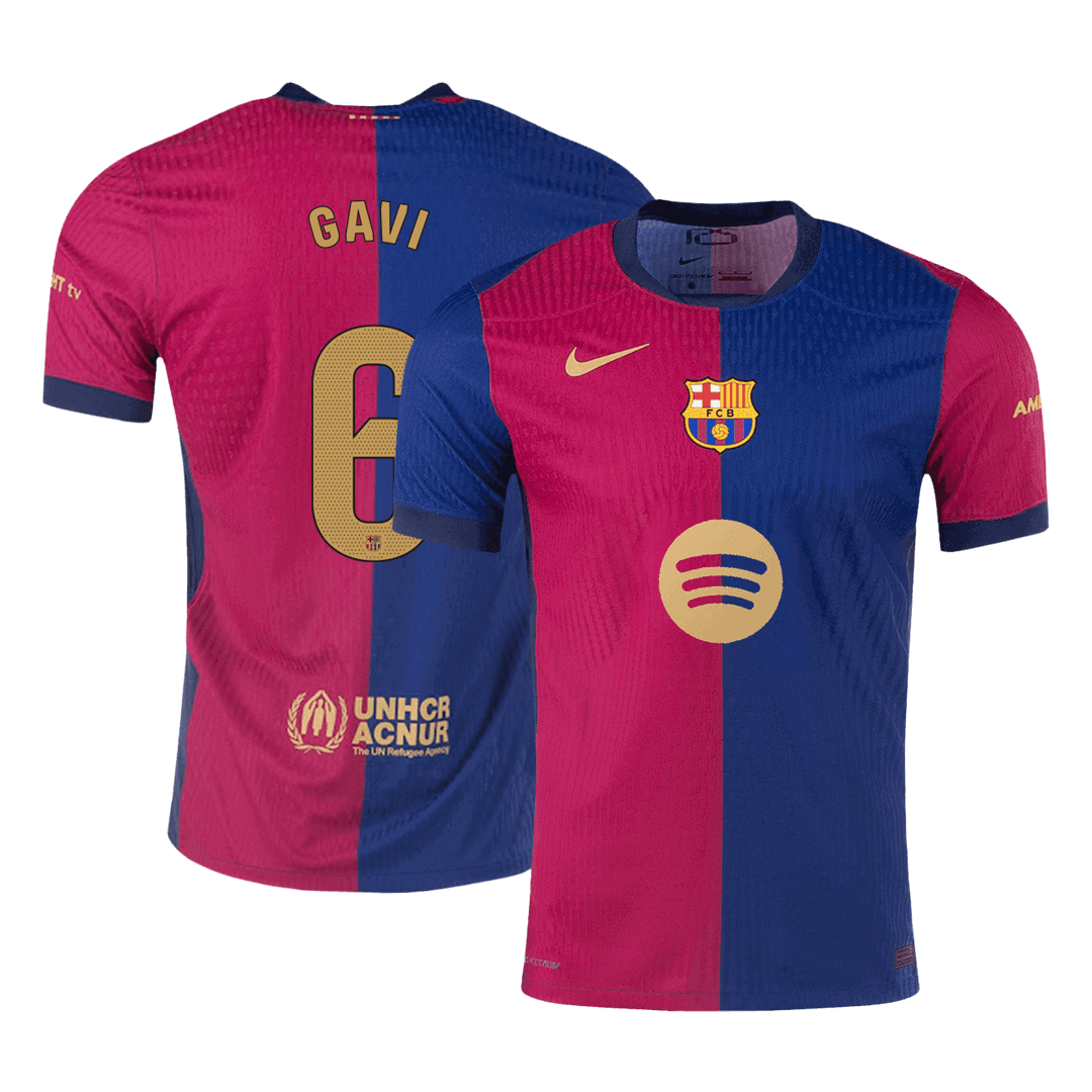 Authentique GAVI #6 Barcelone Maison Football Maillot 2024/25 - Spotify Logo Without Text
