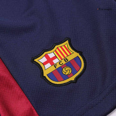 Maillot de football domicile Barcelone pour enfant (maillot + short) 2024/25 rouge et bleu avec logo Spotify sans texte