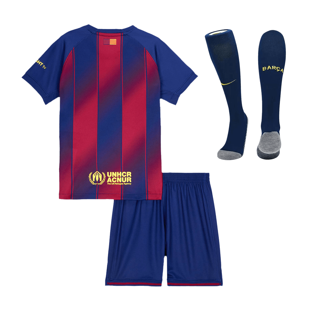 Enfants 25/26 Barcelone Domicile Football Maillot Ensemble(Maillot+Short+Chaussettes) Rouge&Bleu