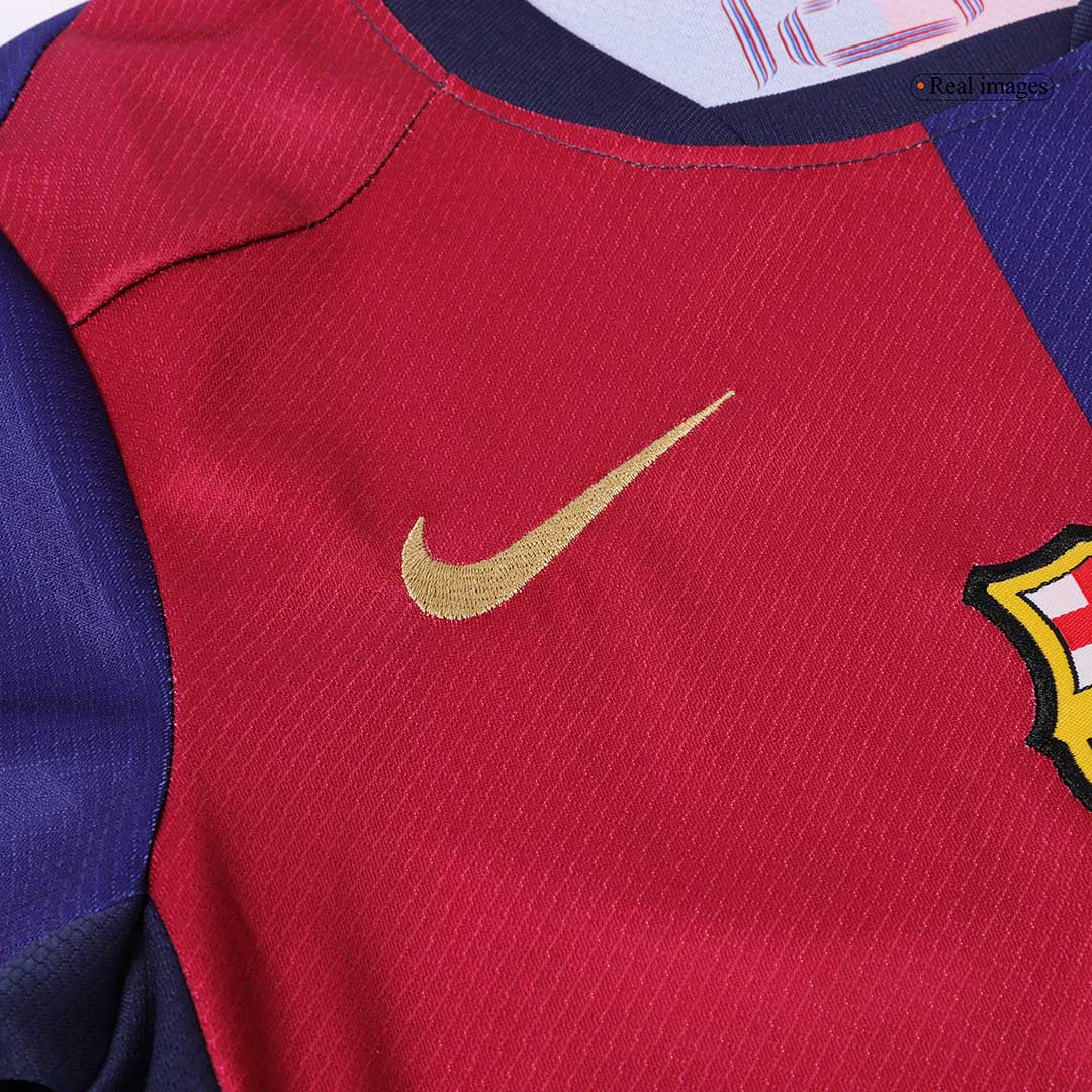 Maillot de football domicile Barcelone pour enfant (maillot + short) 2024/25 rouge et bleu avec logo Spotify sans texte