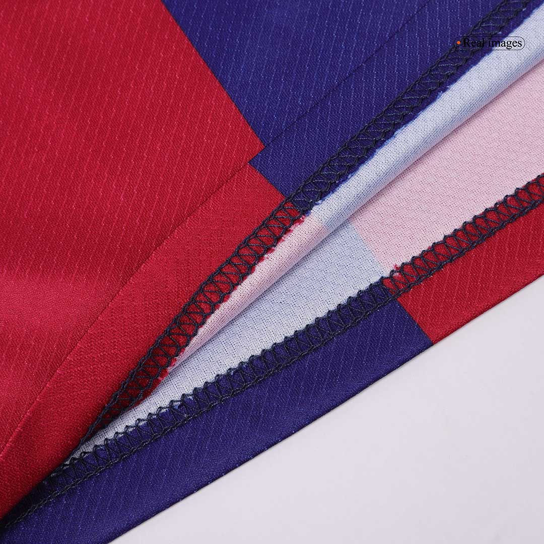 Maillot de football domicile Barcelone pour enfant (maillot + short) 2024/25 rouge et bleu avec logo Spotify sans texte