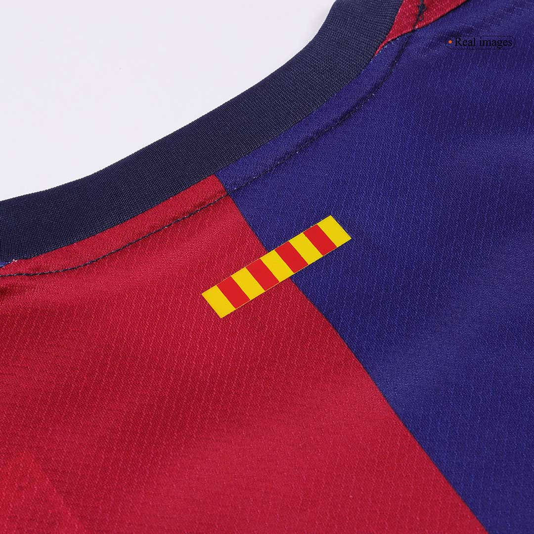 Maillot de football domicile Barcelone pour enfant (maillot + short) 2024/25 rouge et bleu avec logo Spotify sans texte