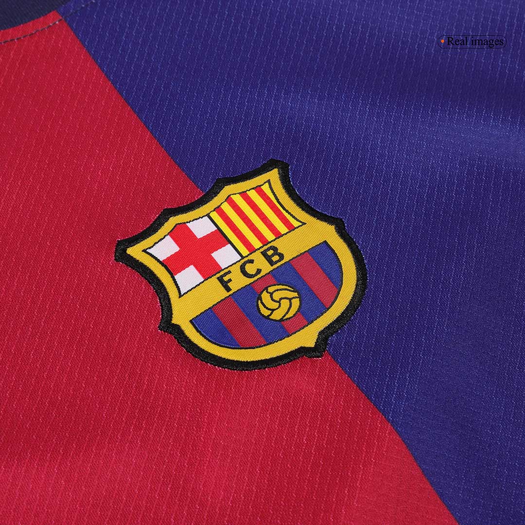Maillot de football domicile Barcelone pour enfant (maillot + short) 2024/25 rouge et bleu avec logo Spotify sans texte