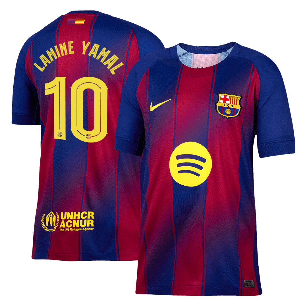 LAMINE YAMAL #10 Barcelone Maison Football Maillot 2025/26 Rouge&Bleu - UCL