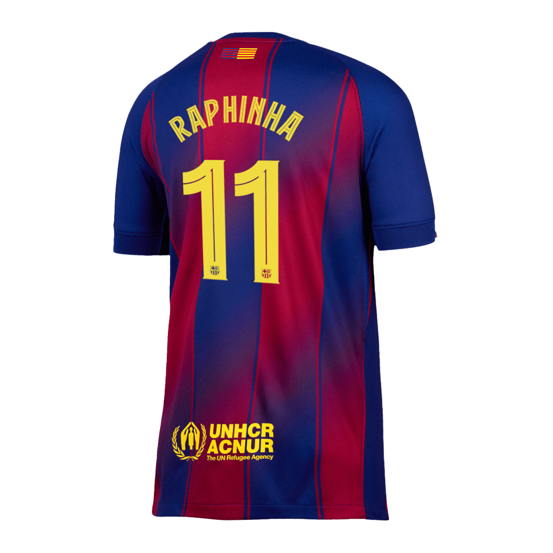 RAPHINHA #11 Barcelone Masion  Football Maillot 2025/26 Rouge&Bleu - UCL