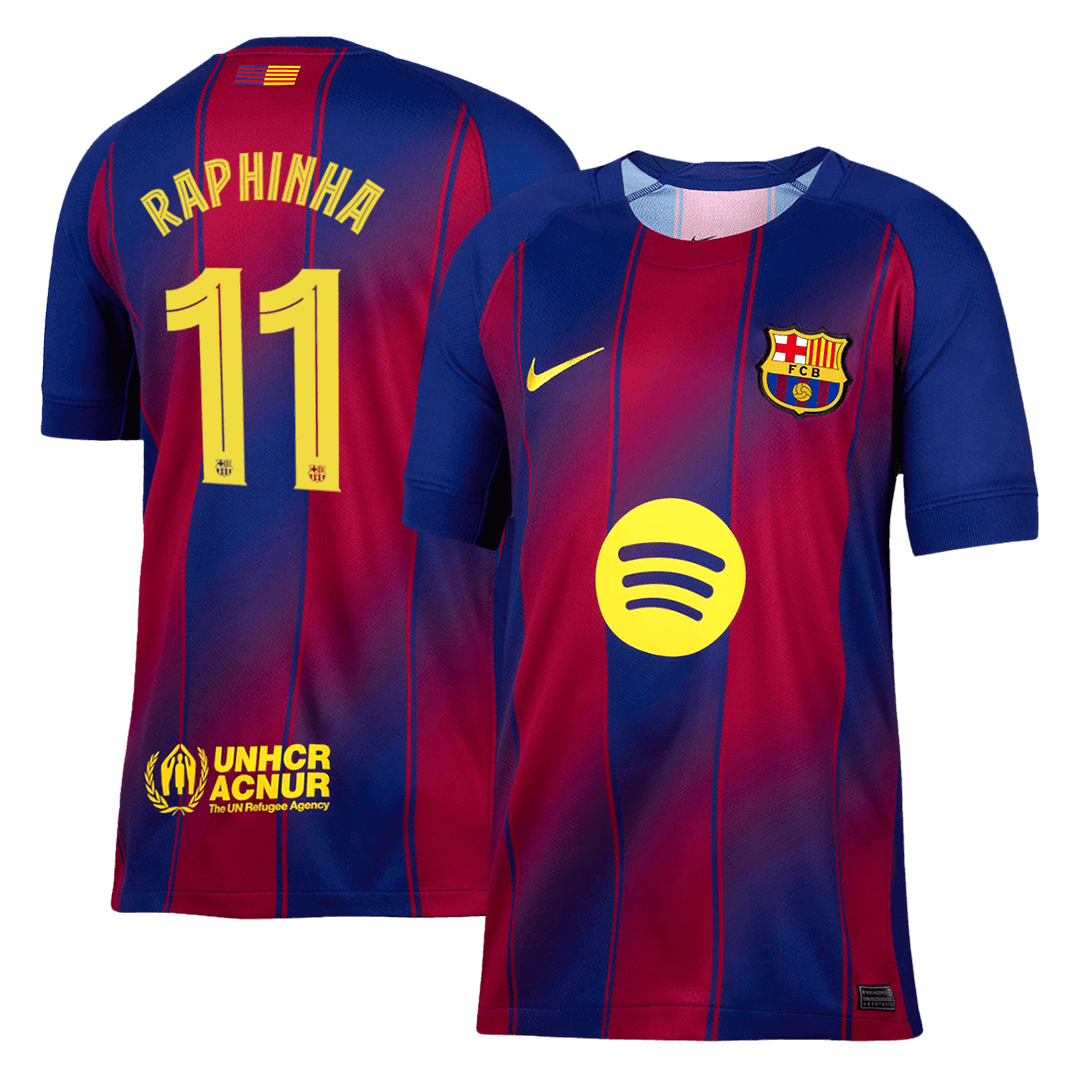 RAPHINHA #11 Barcelone Masion  Football Maillot 2025/26 Rouge&Bleu - UCL