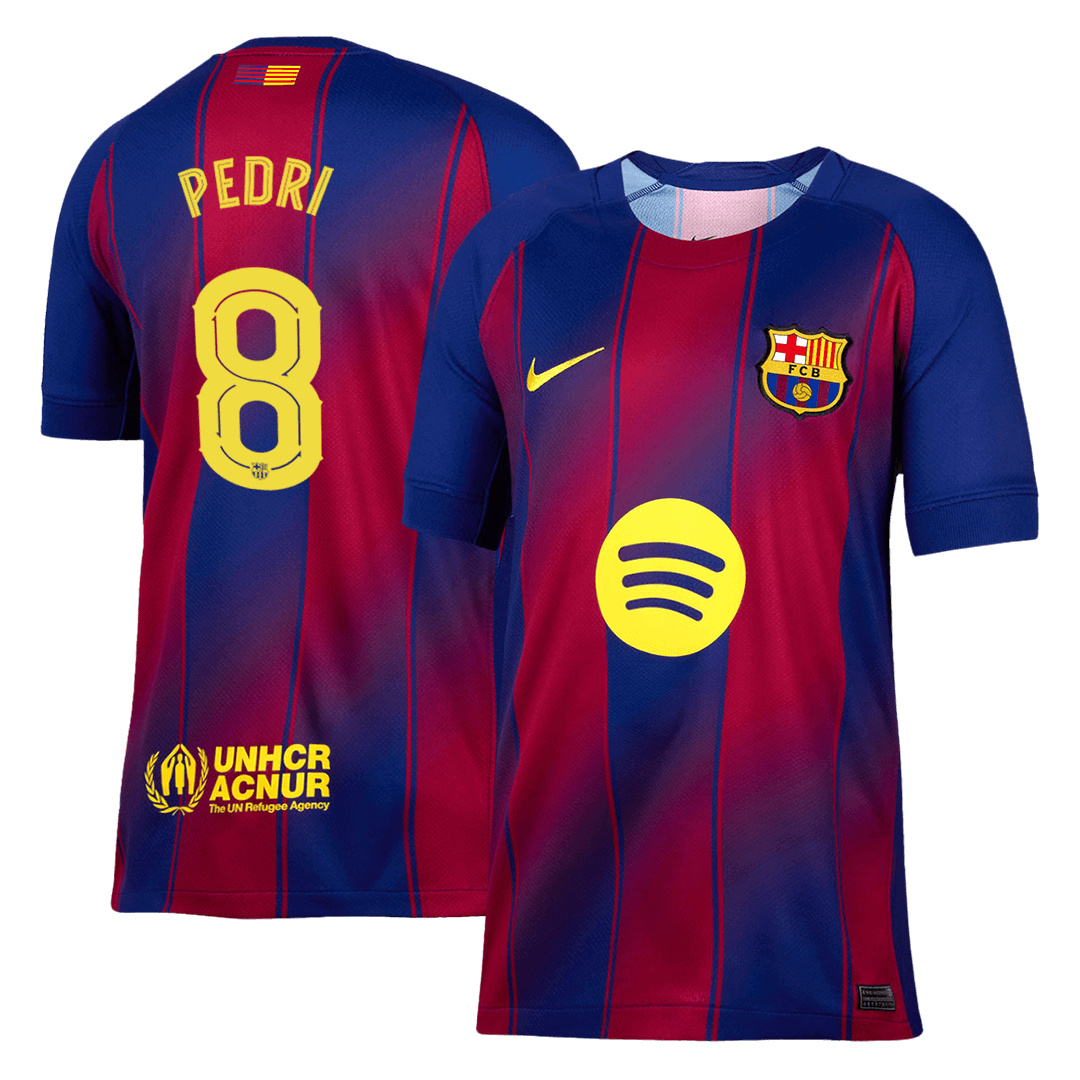 PEDRI #8 Authentic Barcelone Maison Football Maillot 2025/26 Rouge&Bleu - UCL