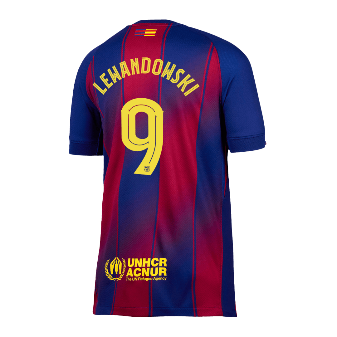 LEWANDOWSKI #9 Barcelone Masion  Football Maillot 2025/26 Rouge&Bleu - UCL