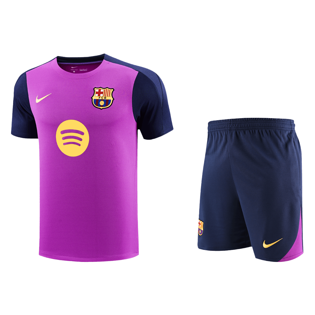 Barcelone Avant-Match Entraînement Football Maillot Trousse(Maillot+Shorts) 25/26 Violette