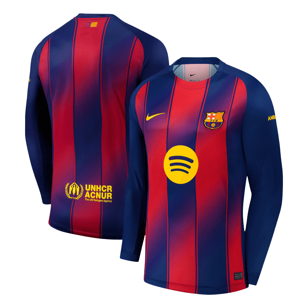 Barcelone Domicile Manches Longues Football Maillot 2025/26