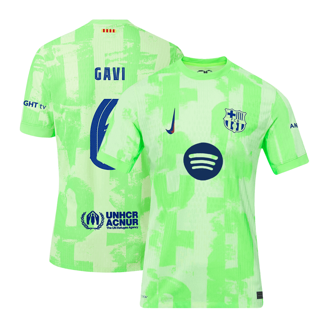 Authentique GAVI # 6 Barcelone Third Away Soccer Jersey 2024 / 25- UCL （Spotify Logo sans texte）