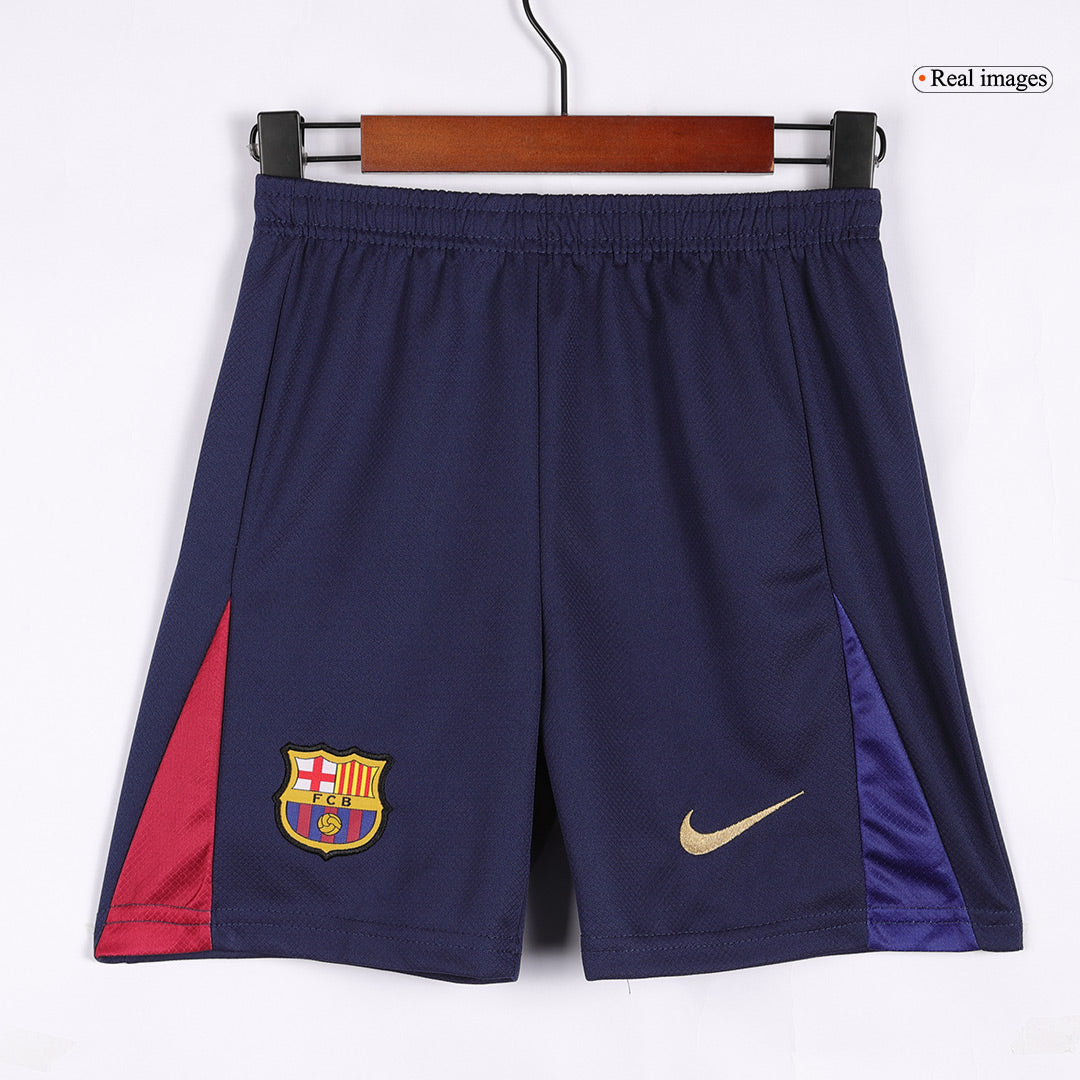 Maillot de football domicile Barcelone pour enfant (maillot + short) 2024/25 rouge et bleu avec logo Spotify sans texte