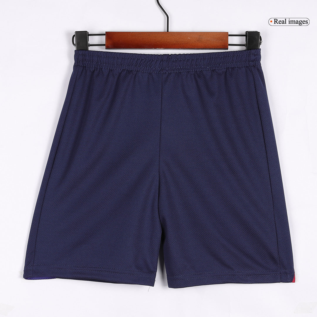 Maillot de football domicile Barcelone pour enfant (maillot + short) 2024/25 rouge et bleu avec logo Spotify sans texte